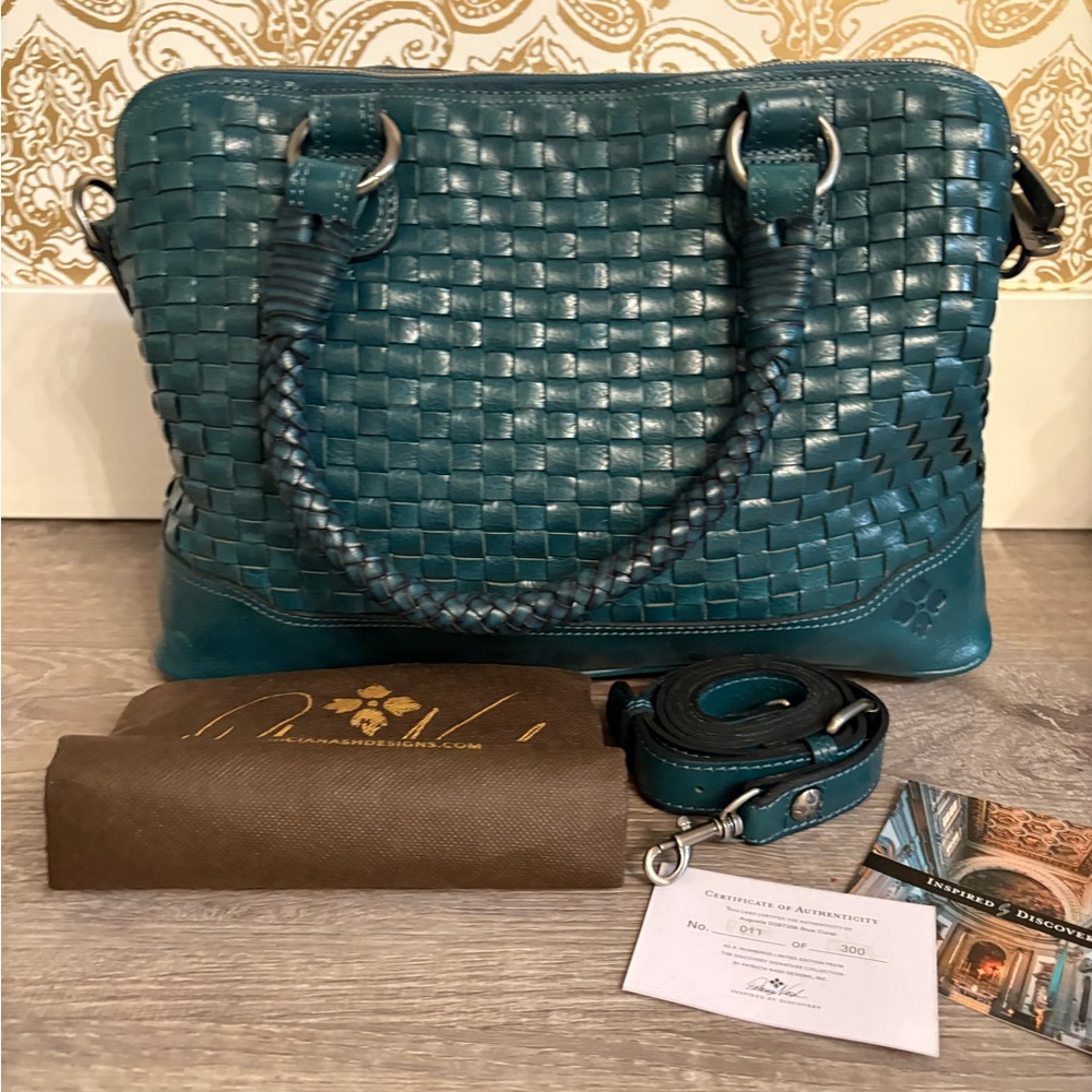 Patricia Nash Teal Woven Shoulder Bag Augusta Satchel